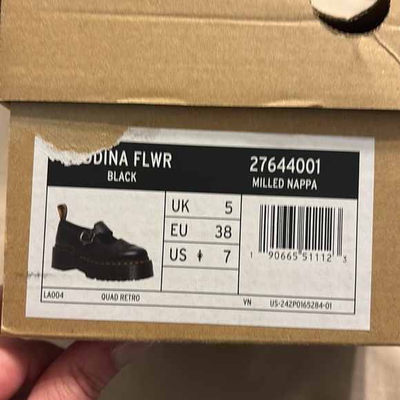 Dr Martens Addina Flower Buckle Leather Platform Shoes - Picture 12 of 14